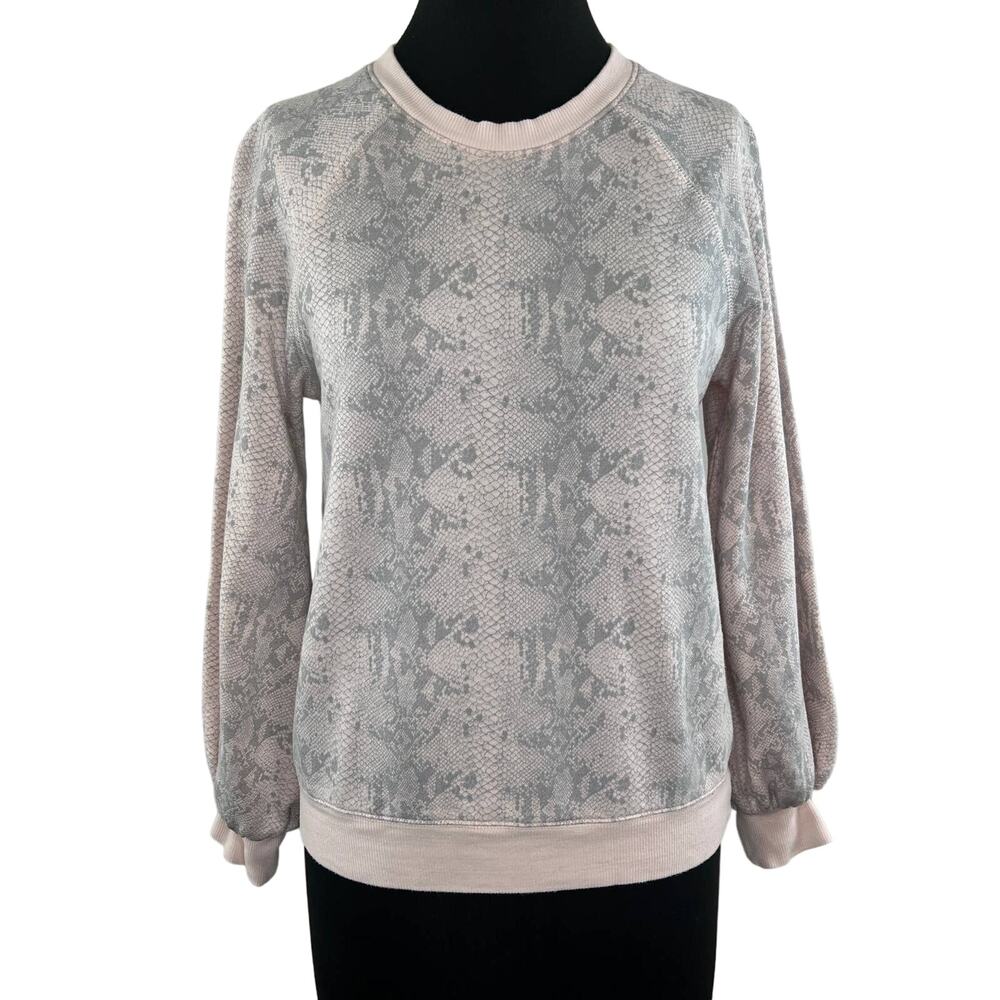 Studio David Lerner Terry Pink Gray Snakeskin Sweatshirt Pullover Top Medium M